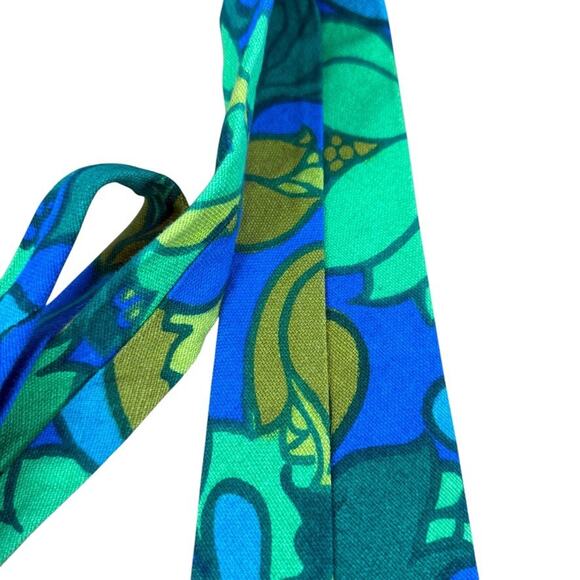 Key West Ties Mens Blue Green Vintage Neck Tie Necktie Floral 3.5" x 60" - Picture 7 of 8